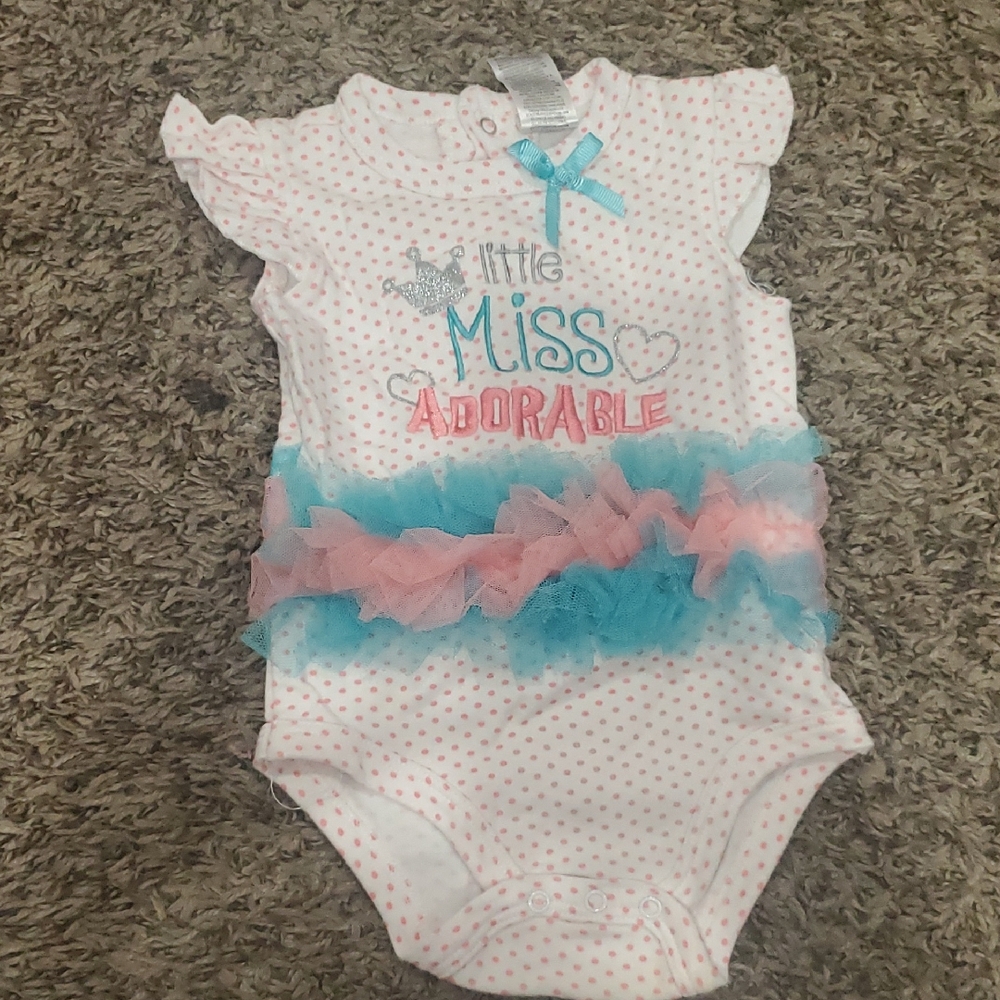 Baby Essentials Pink Polka Dot Onesie with Blue Bow